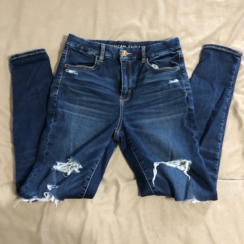 american eagle blue ripped jeans